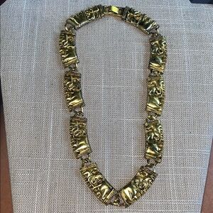 Brass/Gold Tone Elephant Statement Necklace